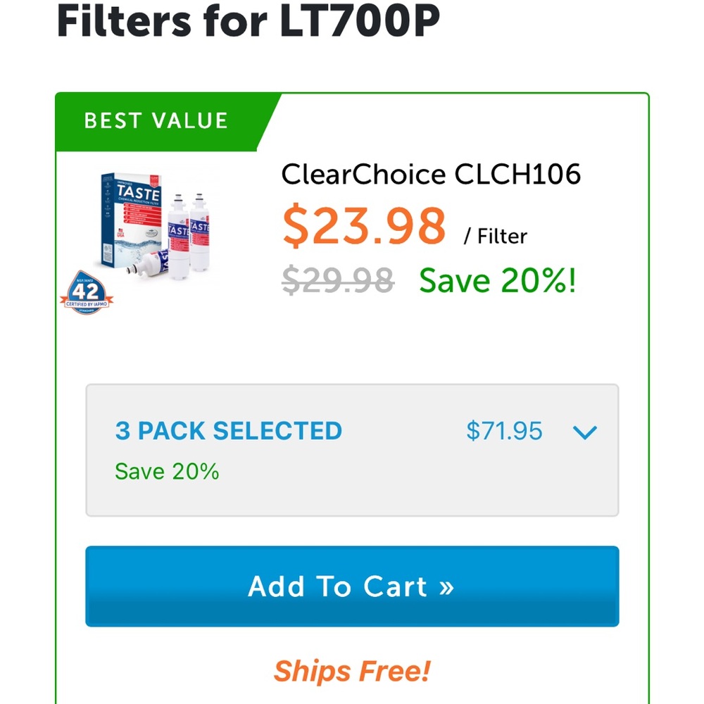 Cleo CLCH106 Water Filter Pack - White